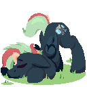 Size: 128x128 | Tagged: safe, artist:rhythmpixel, derpibooru import, oc, oc:treading step, unofficial characters only, pegasus, pony, animated, digital art, face down ass up, gif, grass, image, male, pixel art, relaxing, simple background, solo, stallion, transparent background