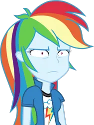 Size: 2268x3000 | Tagged: safe, artist:octosquish7260, derpibooru import, rainbow dash, human, equestria girls, alternate clothes, annoyed, dashing through the mall, equestria girls specials, faic, female, frown, g4, image, my little pony equestria girls: holidays unwrapped, png, rainbow dash is best facemaker, rainbow dash is not amused, shrunken pupils, simple background, solo, transparent background, unamused