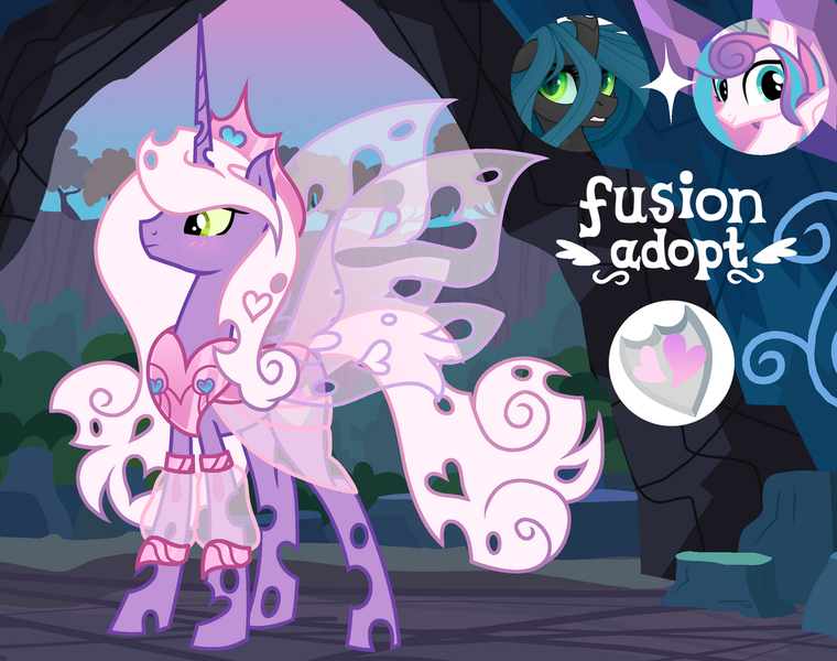 Size: 1280x1011 | Tagged: safe, artist:vi45, derpibooru import, princess flurry heart, queen chrysalis, oc, changepony, hybrid, fusion, fusion:princess flurry heart, fusion:queen chrysalis, image, older, png