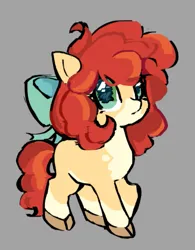 Size: 527x674 | Tagged: safe, artist:krabling, derpibooru import, part of a set, apple bloom, earth pony, pony, adorabloom, alternate design, alternate eye color, alternate hairstyle, apple bloom's bow, bangs, big eyes, bow, brown hooves, cloven hooves, coat markings, colored, colored hooves, colored muzzle, curly mane, curly tail, cute, eyelashes, facial markings, female, filly, foal, frown, g4, gray background, green bow, green eyes, hair bow, image, long mane, long tail, mealy mouth (coat marking), png, raised hoof, raised hooves, redesign, shiny eyes, simple background, smiling, socks (coat marking), solo, standing, tail, teal eyes, wingding eyes, yellow coat