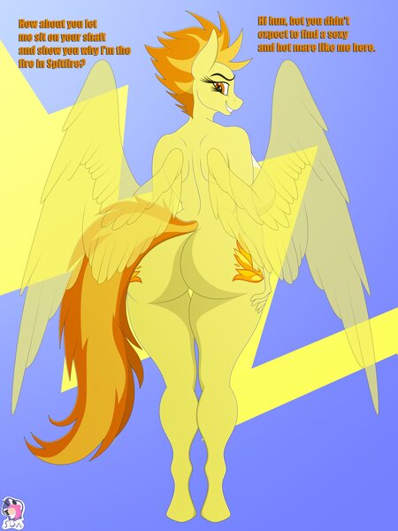 Size: 3072x4096 | Tagged: questionable, artist:skyspeardraw, ponerpics import, spitfire, anthro, breasts, butt, female, image, jpeg, nudity