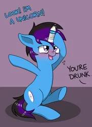 Size: 1444x1992 | Tagged: safe, artist:banquo0, derpibooru import, oc, oc:banquo, unofficial characters only, earth pony, pony, drunk, image, jpeg, male, open mouth, solo, stallion, text, water bottle