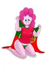 Size: 2480x3508 | Tagged: suggestive, artist:eip eiknip, derpibooru import, pinkie pie, human, equestria girls, clothes, european championship, female, g4, image, panties, png, portugal, simple background, solo, thong, underwear, white background