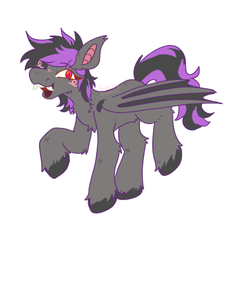 Size: 2200x2800 | Tagged: safe, artist:aero_moon, derpibooru import, oc, oc:starless night (desolator), bat pony, pony, undead, vampire, vampony, blushing, fangs, female, g4, gray coat, image, looking at you, mare, open mouth, png, purple hair, red eyes, simple background, smiling, smiling at you, solo, solo female, unshorn fetlocks