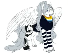 Size: 1400x1050 | Tagged: safe, artist:arexstar, derpibooru import, oc, unofficial characters only, pegasus, pony, aroace pride flag, image, pegasus oc, piercing, png, pride flag, simple background, solo, white background, wings