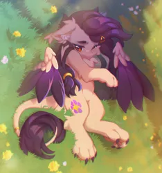 Size: 3315x3535 | Tagged: safe, artist:dedfriend, derpibooru import, oc, unofficial characters only, pony, grass, image, paws, png, solo, wings