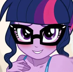 Size: 1080x1065 | Tagged: safe, ai content, derpibooru import, edit, machine learning generated, stable diffusion, sci-twi, twilight sparkle, human, equestria girls, g4, ia art, image, jpeg, smiling