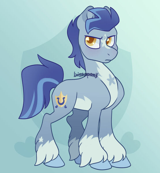 Size: 1280x1385 | Tagged: safe, artist:bishopony, ponerpics import, ponybooru import, earth pony, pony, g5, alternate design, based on concept art, coat markings, concept design, cute, cutie mark, image, jpeg, male, non-canon, simple background, socks (coat marking), solo, solo male, stallion, unshorn fetlocks, watermark