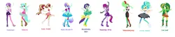 Size: 4138x894 | Tagged: safe, artist:leahrow, artist:selenaede, derpibooru import, aqua blossom, blueberry cake, mystery mint, paisley, rose heart, starlight, sweet leaf, tennis match, watermelody, human, equestria girls, rainbow rocks, base used, boots, clothes, ear piercing, earring, g4, gloves, high heel boots, high heels, image, jewelry, looking at you, multicolored hair, my little pony equestria girls: rainbow rocks, necklace, open mouth, open smile, pegasus wings, piercing, pigtails, png, ponied up, pony ears, ponytail, rainbow hair, rainbow rocks outfit, rockstar, shoes, simple background, smiling, smiling at you, white background, wings