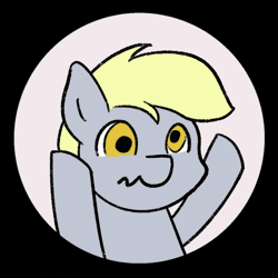 Size: 1080x1080 | Tagged: safe, artist:single purpose, derpibooru import, derpy hooves, pegasus, pony, animated, gif, hooves up, image, loop, meme, pedro pedro pedro, perfect loop, ponified animal photo, scrunchy face, solo, spinning