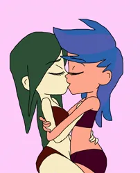 Size: 754x934 | Tagged: suggestive, anonymous artist, derpibooru import, oc, unofficial characters only, human, equestria girls, female, g4, humanized, image, jpeg, kissing, lesbian, simple background