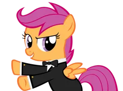 Size: 1600x1180 | Tagged: safe, artist:orschmann, derpibooru import, scootaloo, pegasus, pony, clothes, female, filly, foal, g4, image, png, simple background, solo, solo female, transparent background, tuxedo, vector