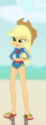 Size: 125x339 | Tagged: safe, derpibooru import, edit, edited screencap, screencap, applejack, human, aww... baby turtles, equestria girls, equestria girls series, applejack's beach shorts swimsuit, applejack's hat, clothes, cowboy hat, cropped, female, g4, hat, image, my little pony equestria girls: better together, png, solo focus, swimsuit