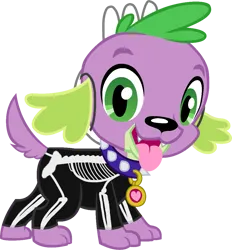 Size: 1009x1089 | Tagged: safe, artist:tylerajohnson352, derpibooru import, spike, dog, equestria girls, bone, clothes, collar, costume, cute, g4, halloween, holiday, image, mask, paws, png, puppy, skeleton, skeleton costume, skull mask, tail