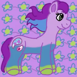 Size: 1200x1200 | Tagged: safe, artist:mintwhistle, derpibooru import, part of a set, earth pony, pony, g3, abstract background, daisy paisley, female, gradient legs, image, mare, medibang paint, patterned background, png, smiling, solo, two toned mane