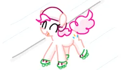 Size: 610x352 | Tagged: safe, artist:algoatall, ponerpics import, pinkie pie, earth pony, pony, eyes closed, female, happy, helmet, image, mare, pinktober, pinktober 2023, png, rollerblades, simple background, smiling, solo, white background