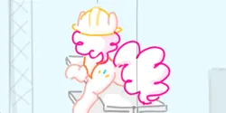 Size: 716x357 | Tagged: safe, artist:algoatall, ponerpics import, pinkie pie, earth pony, pony, butt, construction pony, female, from behind, helmet, image, mare, pinktober, pinktober 2023, plot, png, solo