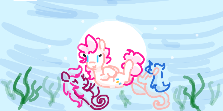 Size: 716x359 | Tagged: safe, artist:algoatall, ponerpics import, pinkie pie, earth pony, pony, bubble, female, image, mare, pinktober, pinktober 2023, png, sea ponies, seaweed, smiling, underwater