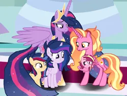 Size: 1960x1472 | Tagged: safe, artist:galaxynightsparkle, derpibooru import, luster dawn, twilight sparkle, twilight sparkle (alicorn), oc, oc:galaxy night sparkle, oc:magic star sentry, oc:violet star, alicorn, pony, unicorn, alicornified, baby, base used, female, filly, foal, g4, group, horn, image, luster dawn is starlight's and sunburst's daughter, lustercorn, mare, mother and child, mother and daughter, offspring, older, older luster dawn, older twilight, older twilight sparkle (alicorn), parent:flash sentry, parent:luster dawn, parent:starlight glimmer, parent:sunburst, parent:twilight sparkle, parents:flashlight, parents:starburst, png, race swap, teenager