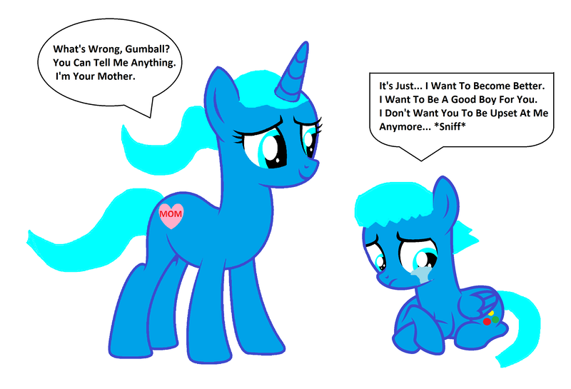 Size: 2856x1944 | Tagged: safe, artist:memeartboi, derpibooru import, oc, ponified, pegasus, pony, unicorn, affection, colt, comfort, comforting, crying, cute, duo, duo male and female, female, foal, gumball watterson, heart, heartwarming, horn, image, male, mare, mare oc, mommy, mother, mother and child, mother and son, nicole watterson, png, regret, remorse, sad, sad pony, simple background, smiling, sniffing, the amazing world of gumball, unicorn oc, upset, white background, wings