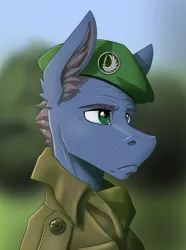 Size: 2000x2692 | Tagged: safe, artist:twotail813, derpibooru import, oc, oc:raw deal, unofficial characters only, pony, equestria at war mod, beret, bust, clothes, ear fluff, hat, image, military uniform, png, portrait, solo, uniform