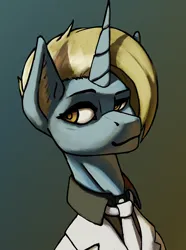 Size: 3120x4200 | Tagged: safe, artist:neither, derpibooru import, oc, oc:sugar crepe, unofficial characters only, pony, unicorn, equestria at war mod, bust, horn, image, necktie, png, portrait, solo