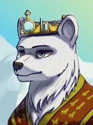 Size: 3120x4200 | Tagged: safe, artist:neither, derpibooru import, oc, oc:eira of clan volsungr, unofficial characters only, bear, polar bear, equestria at war mod, bust, clothes, crown, female, image, jewelry, png, portrait, regalia, solo