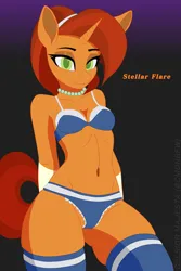 Size: 2731x4096 | Tagged: suggestive, artist:celsior majesta, ponerpics import, stellar flare, anthro, bikini, breasts, clothes, female, image, jpeg, mistletoe, swimsuit