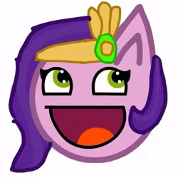 Size: 599x599 | Tagged: safe, artist:alyssalynn112, derpibooru import, pipp petals, pegasus, pony, g5, awesome face, crown, female, image, jewelry, jpeg, looking up, open mouth, open smile, regalia, simple background, smiling, solo, white background
