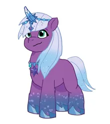 Size: 640x725 | Tagged: safe, artist:alyssalynn112, derpibooru import, edit, pony, g5, my little pony: tell your tale, auroricorn, female, gradient mane, image, jewelry, jpeg, necklace, simple background, smiling, solo, thick legs, violet frost, white background