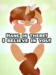 Size: 1500x2000 | Tagged: safe, artist:sodapop sprays, derpibooru import, oc, oc:copper core, pony, unicorn, happy, horn, image, looking at you, motivational, motivational poster, png, solo, text