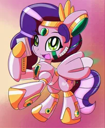 Size: 1100x1350 | Tagged: safe, artist:trackheadtherobopony, derpibooru import, pipp petals, pegasus, pony, robot, robot pony, g5, flying, image, mobile phone, phone, png, roboticization