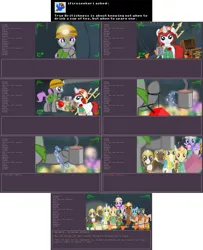 Size: 2562x3161 | Tagged: safe, artist:askbritanniamlp, derpibooru import, oc, oc:avalanche, oc:britannia, oc:buckler, oc:flashbang, oc:nutcracker, oc:rockhopper, oc:rose quartz, oc:surefire, unofficial characters only, earth pony, pony, unicorn, ask britannia, armor, female, glasses, helmet, horn, image, magic, mare, mining helmet, png