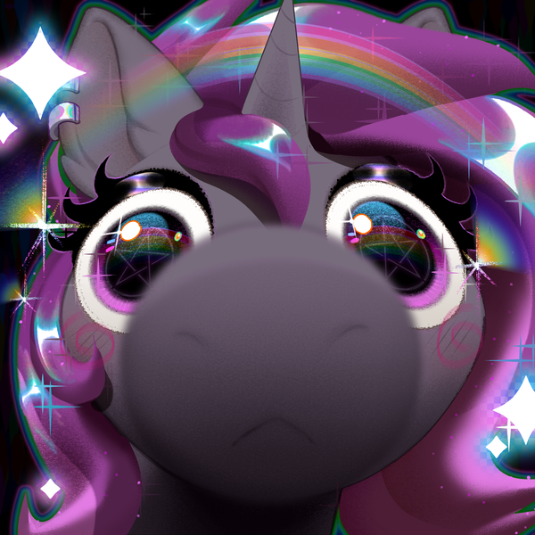 Size: 3000x3000 | Tagged: safe, artist:rrd-artist, derpibooru import, oc, oc:stellar blaze, pony, unicorn, close-up, commission, ear piercing, earring, extreme close up, female, horn, image, jewelry, looking at you, mare, piercing, png, snoot, solo, ych result