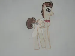 Size: 1032x774 | Tagged: safe, artist:violetrose13-art, derpibooru import, pound cake, pegasus, pony, cute, g4, image, jpeg, long legs, male, older, older pound cake, poundabetes, solo, stallion, traditional art