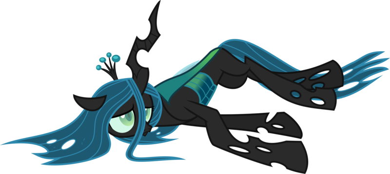 Size: 2231x995 | Tagged: safe, alternate version, artist:byteslice, derpibooru import, queen chrysalis, changeling, changeling queen, frenemies (episode), .svg available, concave belly, female, floppy ears, g4, horn, image, lanky, long legs, lying down, png, side, simple background, skinny, solo, tall, thin, transparent background, vector, wings