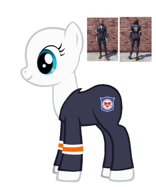 Size: 900x1075 | Tagged: safe, derpibooru import, oc, unofficial characters only, human, pony, fallout equestria, base used, clothes, fallout, fallout 76, female, image, jumpsuit, original art, png, reference used, responders, responders paramedic jumpsuit, uniform