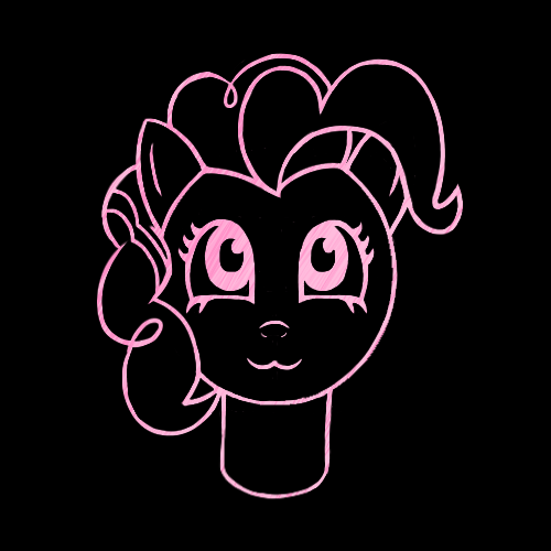 Size: 500x500 | Tagged: safe, artist:ponyhugger, derpibooru import, pinkie pie, black background, g4, image, png, simple background, solo