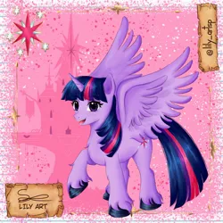 Size: 1580x1580 | Tagged: safe, artist:liliart1211, derpibooru import, twilight sparkle, twilight sparkle (alicorn), alicorn, pony, adorable face, cute, digital art, digital painting, fanart, g4, image, jpeg, magic, royalty, smiling, twilight's castle