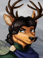 Size: 1560x2100 | Tagged: safe, artist:kelkessel, derpibooru import, oc, oc:asbjoern hallgilsson, unofficial characters only, deer, equestria at war mod, antlers, bust, clothes, deer oc, image, non-pony oc, png, portrait, solo