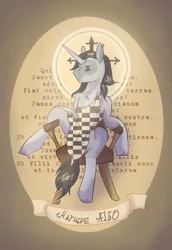 Size: 2000x2900 | Tagged: safe, artist:patsyuk, derpibooru import, oc, oc:white marble, unicorn, fallout equestria, chair, clothes, horn, image, long hair, looking at you, male, png, short tail, sitting, tail, unicorn oc