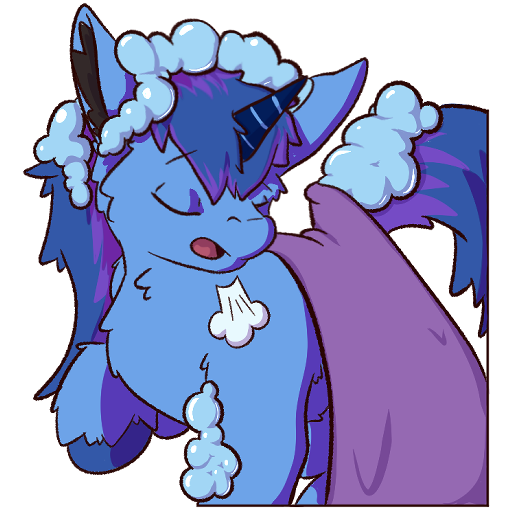 Size: 512x512 | Tagged: safe, artist:kraoroz, derpibooru import, oc, oc:bak, unofficial characters only, pony, unicorn, bath, blue mane, bubble, clothes, eyes closed, horn, image, male, png, purple mane, simple background, solo, stallion, towel, transparent background, unicorn oc