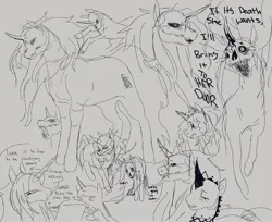 Size: 2048x1675 | Tagged: safe, artist:maplewozapi, derpibooru import, oc, oc:maple, unnamed oc, unofficial characters only, original species, pony, g4, image, jpeg, monochrome, umbra pony