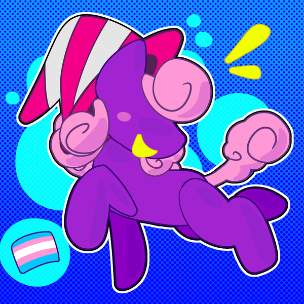 Size: 1800x1800 | Tagged: safe, artist:caspia-hibiscus, derpibooru import, earth pony, female, hat, image, paper mario: the thousand year door, png, pride, pride flag, solo, transgender, transgender pride flag, vivian (paper mario), witch hat