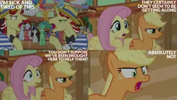 Size: 2000x1125 | Tagged: safe, derpibooru import, edit, edited screencap, editor:quoterific, screencap, applejack, flam, flim, fluttershy, viva las pegasus, g4, image, png