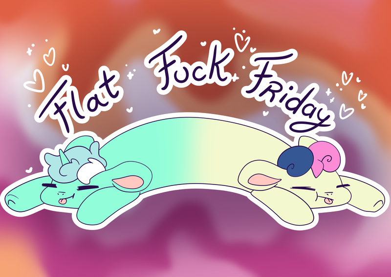 Size: 7016x4961 | Tagged: safe, artist:cutepencilcase, derpibooru import, bon bon, lyra heartstrings, sweetie drops, earth pony, pony, unicorn, do princesses dream of magic sheep, :t, absurd resolution, bon bon is not amused, duo, eyes closed, flat fuck friday, flop, fusion, g4, horn, image, lesbian pride flag, lying down, lyrabon (fusion), png, pride, pride flag, prone, pushmi-pullyu, sploot, tongue out, unamused, vulgar