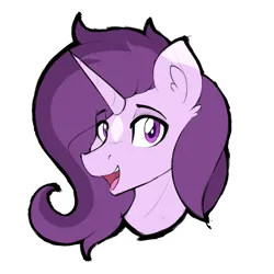 Size: 2048x2048 | Tagged: safe, artist:czu, edit, editor:strifesnout, oc, oc:czupone, unofficial characters only, pony, unicorn, bust, coat markings, ear fluff, face paint, facial markings, horn, image, looking at you, not rarity, open mouth, open smile, png, simple background, smiling, smiling at you, solo, star (coat marking), unicorn oc, white background