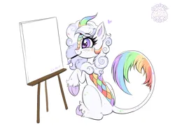 Size: 5319x4000 | Tagged: safe, artist:confetticakez, edit, editor:strifesnout, oc, oc:cloudy canvas, unofficial characters only, kirin, image, kirin oc, mouth hold, paintbrush, png, rainbow colors, simple background, solo, template, underhoof, white background