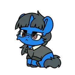 Size: 600x600 | Tagged: safe, artist:sugar morning, derpibooru import, oc, oc:mint petal, unofficial characters only, pony, unicorn, behaving like a cat, clothes, commission, cute, glasses, horn, image, png, simple background, sitting, solo, suit, transparent background, unshorn fetlocks, ych result