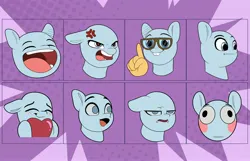 Size: 3600x2324 | Tagged: safe, artist:joaothejohn, derpibooru import, pony, blushing, commission, cute, emoji, emotes, expressions, glasses, heart, image, jpeg, laughing, lidded eyes, meme, open mouth, poggers, shy, simple background, smiling, solo, text, your character here